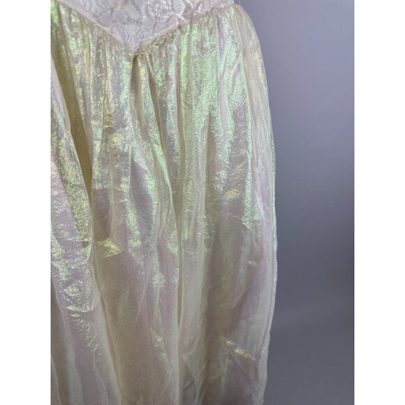 Vtg 90s Gunne Sax White Iridescent Fairycore Lace Bodice Party Prom Dress 7 - Picture 4 of 9